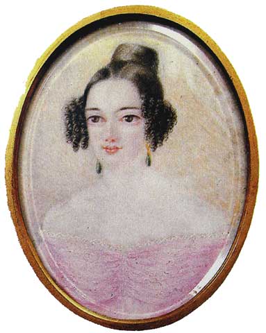 Неизвестный художник. «Е.А. Сушкова». Миниатюра. 1837 г.