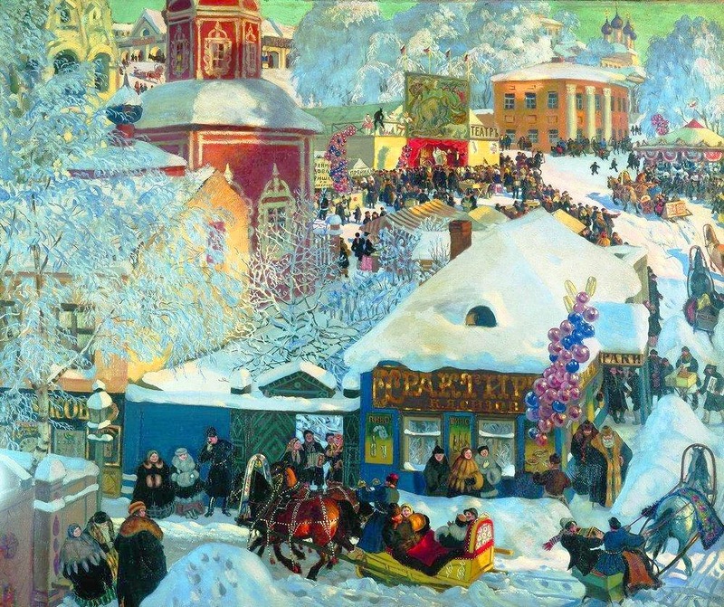 Кустодиев Б.М. Зима маленичное катание. 1919