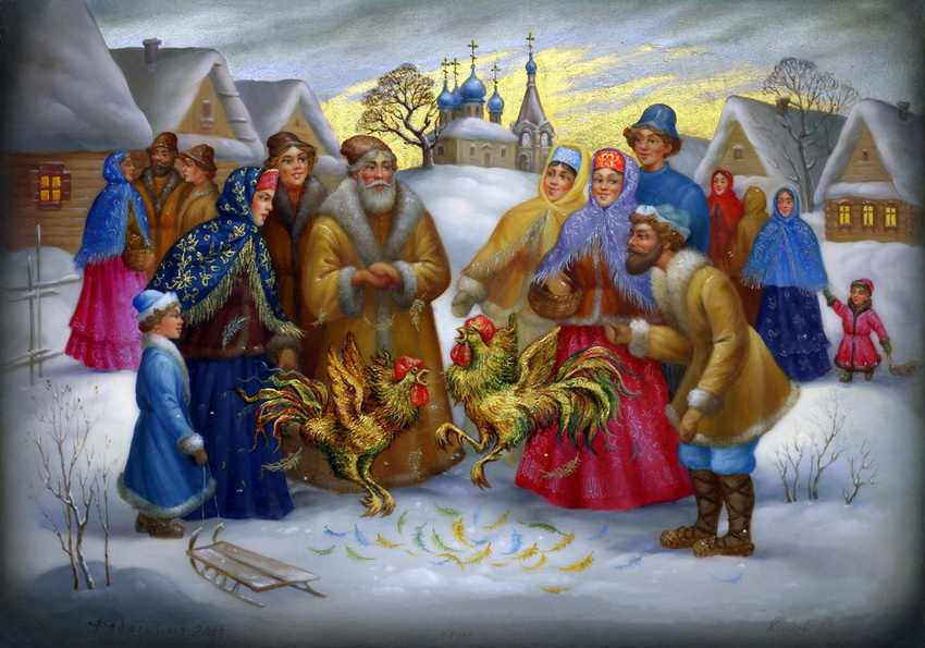 Неизвестный художник. Бой петухов