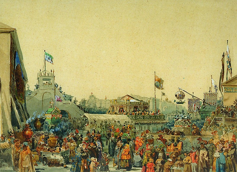 Садовников В.С. Балаганы на Адмиралтейской площади. 1849