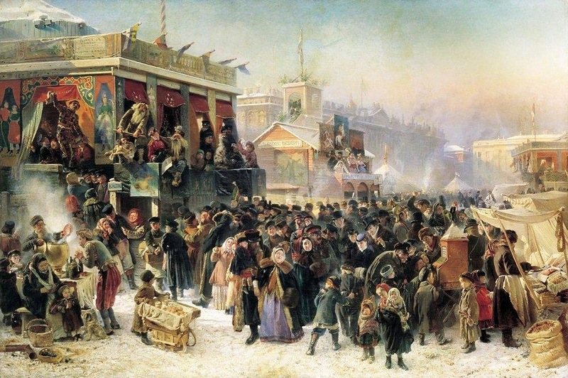 Маковский К.Е. Народное гулянье во время Масленицы на Адмиралтейской площади в Петербурге. 1869