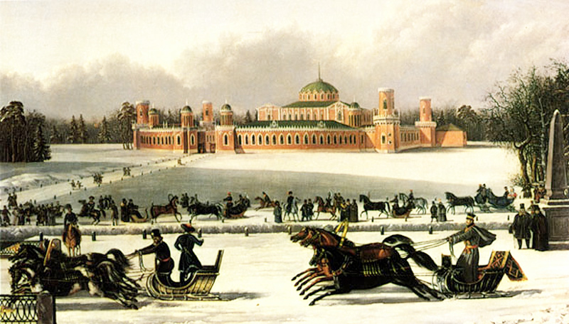 Неизвестный художник. Санные гонки в Петровском парке