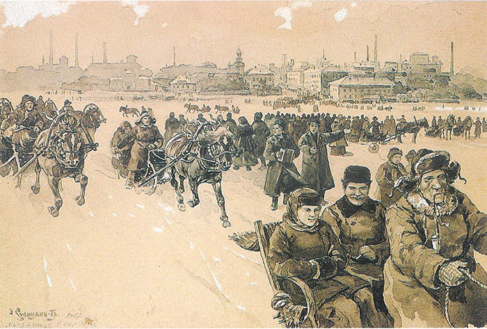Сулиман Грудзинский Э. Масленица в окрестностях Санкт-Петербурга. 1907