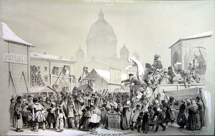 Тимм В.Ф. Масленица. 1858. Литография с двух досок