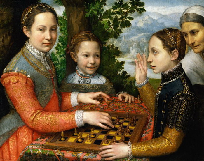 Ангиссола Софонисба (Sofonisba Anguissola). «Игра в шахматы», 1555 г.