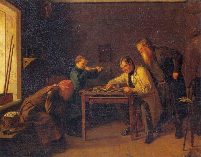 Башилов Я. «Игра в шашки», 1865 г.