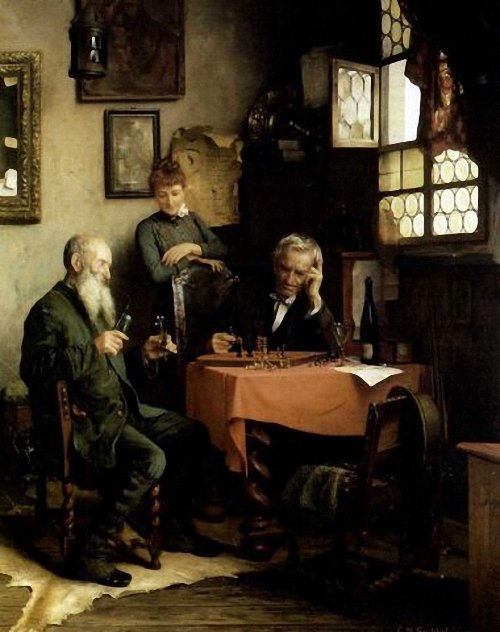 Карл Мария Сейппел(Carl Maria Seyppel). «Шахматисты», 1888 г.