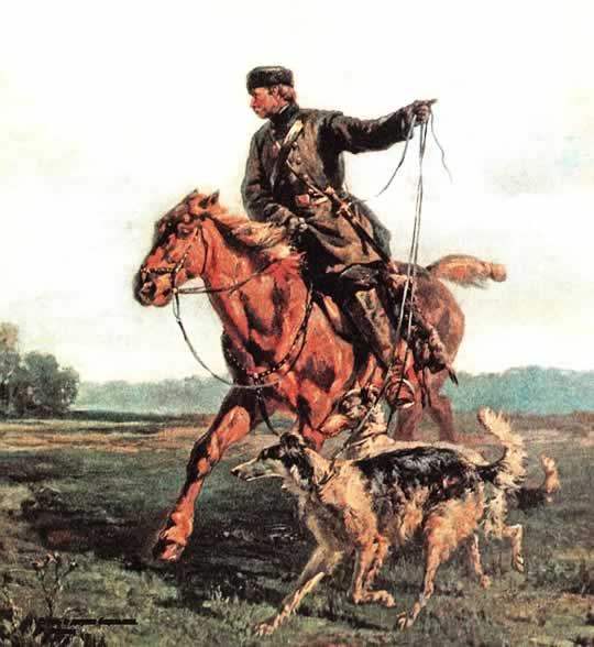 Френц Р.Ф. (1831—1918). «Егерь с двумя борзыми»