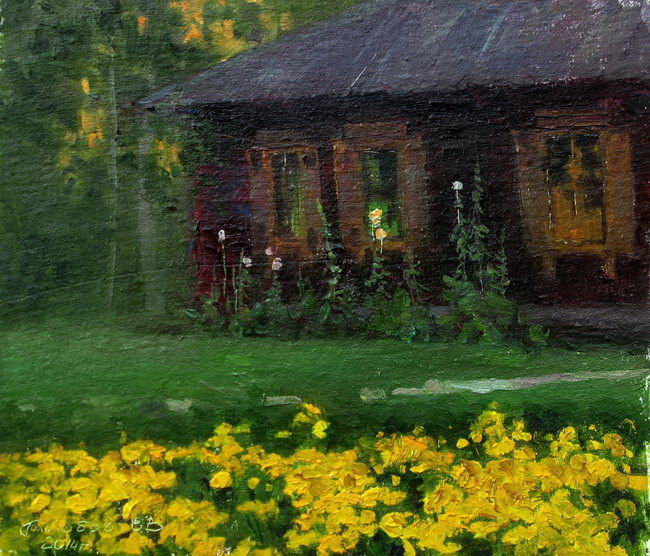 Гололобов Е. Лермонтово. Дом ключника.  Картон, масло. 2014