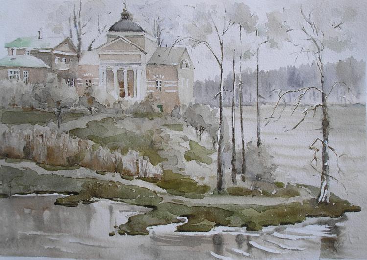 Шварцблат И. Тарханы (лермонтовские места). Бумага, акварель. 2012