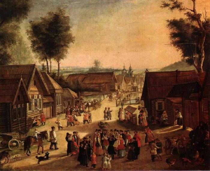 Неизвестный художник. Троицын день в Красном селе близ Москвы. 1840-е