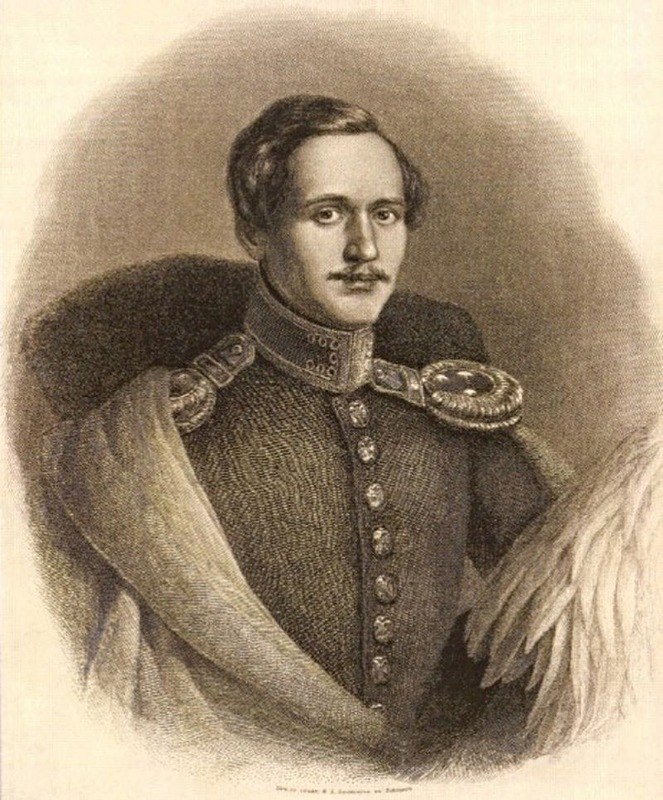 Гравюра по стали Ф.А. Брокгауза в Лейпциге, 1865 г. По фотографии А.С. Муренко с оригинала Ф.О. Будкина, 1834 г. Поэт в виц-мундире лейб-гвардии Гусарского полка