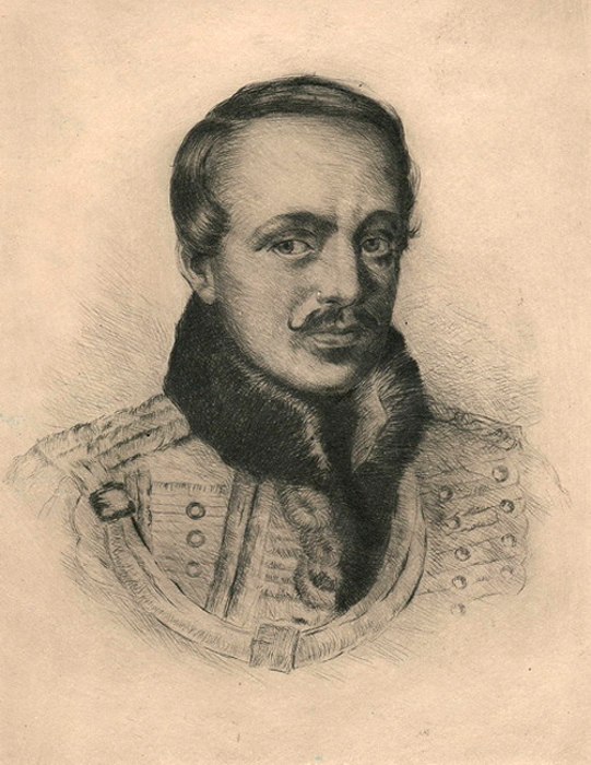 Скворцов А. Потрет Михаила Юрьевича Лермонтова. Офорт. 1938