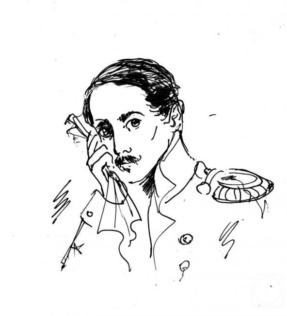 Шипицова Е. Михаил Юрьевич Лермонтов. Бристольский картон/тушь, перо. 2014