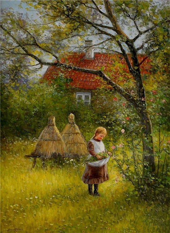 Severin Nilson. Lillan i trädgården - motiv från Skåne