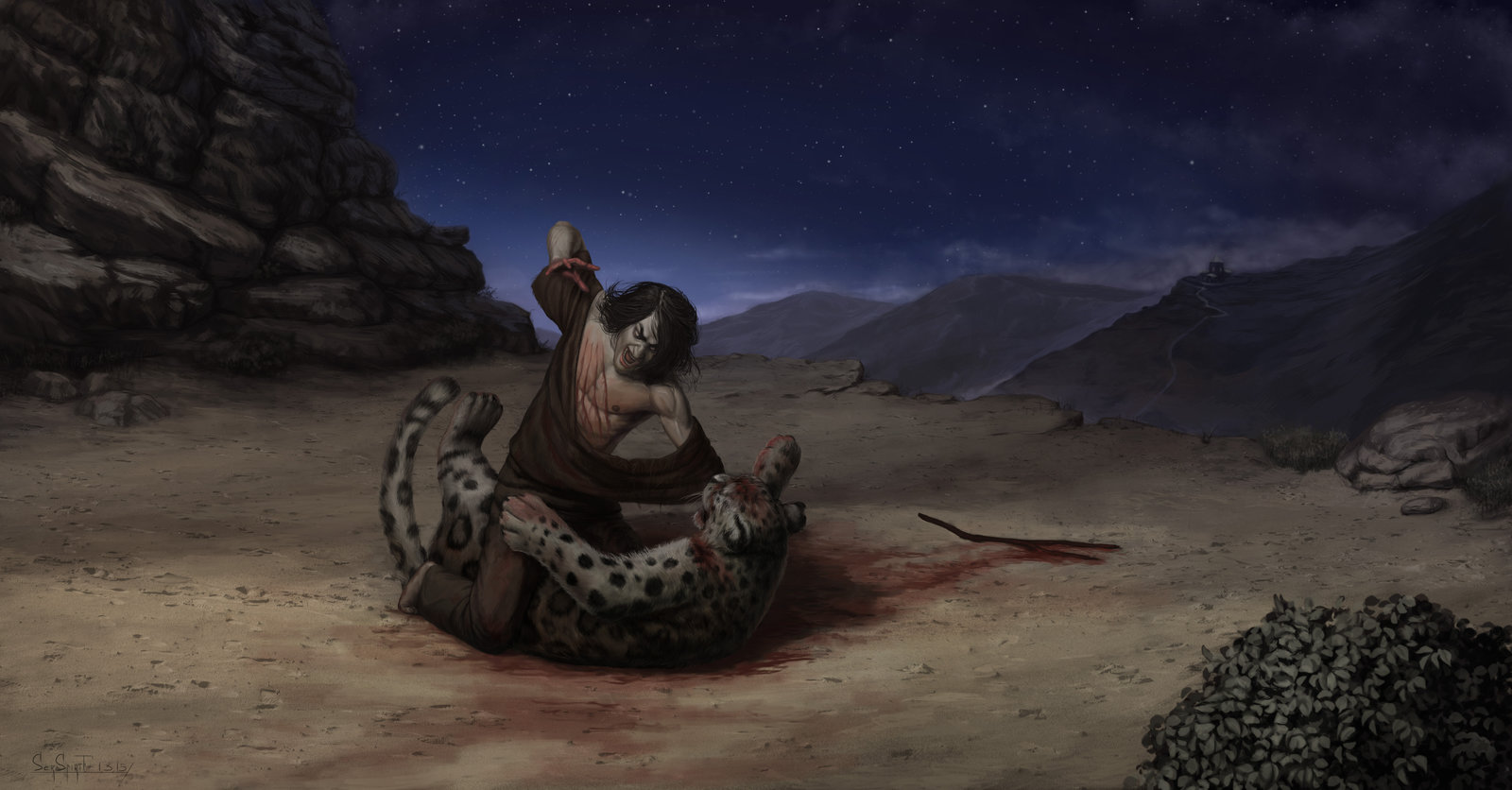 Serspirit. Battle with snow leopard