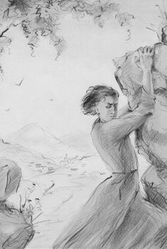 Ушаков Н.А. Иллюстрация к поэме «Мцыри». Мцыри над пропастью.  1939