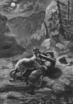 Барановский Ю. с рис. Зонцова А. Иллюстрация к поэме «Мцыри». Бой с барсом
